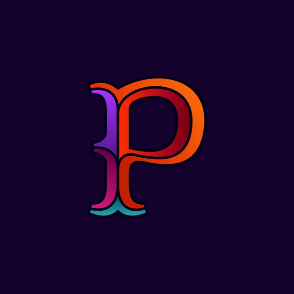 P dopis logo v elegantní barevné broušené stylu. — Stockový vektor