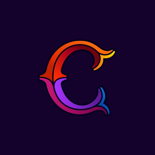 C επιστολή λογότυπο σε κομψό στιλ πολύχρωμη πολύπλευρη. — Διανυσματικό Αρχείο