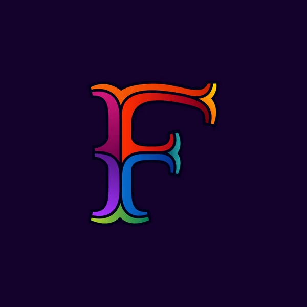 F-Letter-Logo im eleganten mehrfarbigen facettierten Stil. — Stockvektor