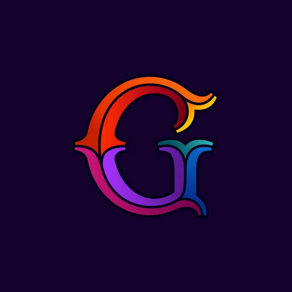 G letter logo in elegant multicolor faceted style. — Stock Vector