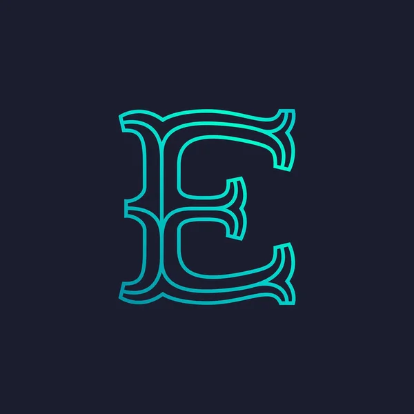 E Letter Logo. Mono Line Platte Serifen Retro-Ausführung. — Stockvektor
