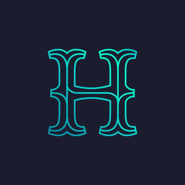 H betű logó. Mono-line födém-serif retro típusa. — Stock Vector