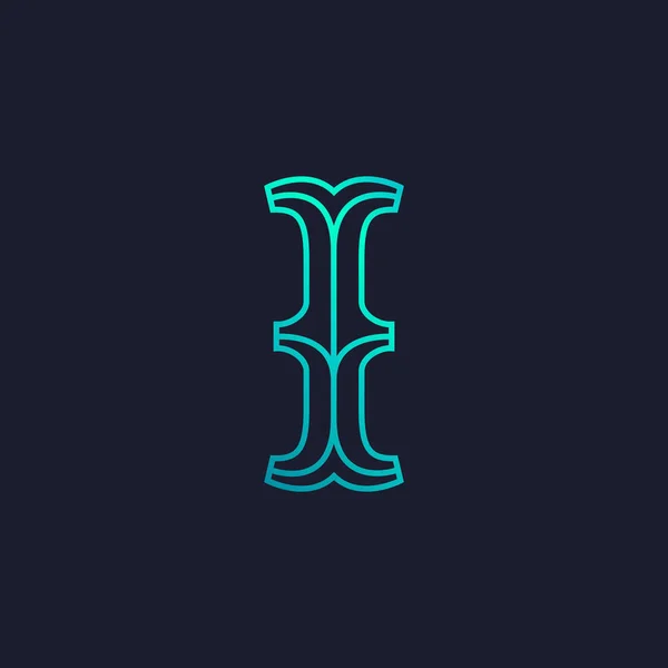 I letter logo. Mono line Slab serif retro type. — Stock Vector