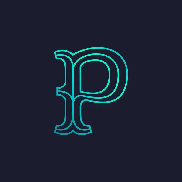 P dopis logo. Monovlasec Slab serif retro typ. — Stockový vektor