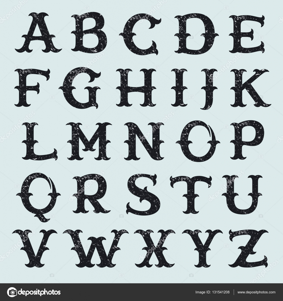 Download Vintage Decorative Slab Serif Alphabet With Rough Grunge Texture Stock Vector C Kaer Dstock 131541208 SVG Cut Files