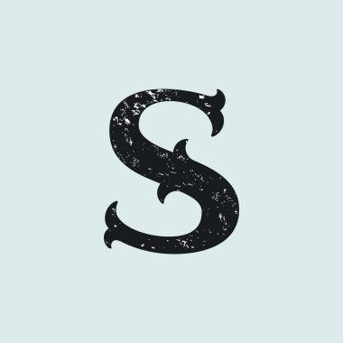S harfi logosunu görmeniz gerekir. Vintage levha serif türü doku ile.