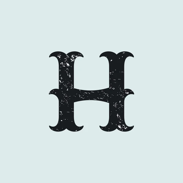 Logo lettera H. Vintage tipo lastra serif con grunge texture . — Vettoriale Stock