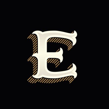 E mektup logo satırları gölge ile klasik Batı tarzında. 