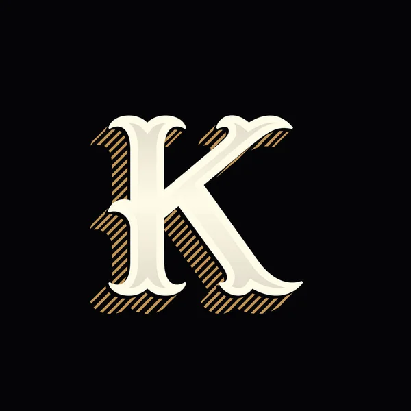 ライン シャドウとビンテージの西部様式の K 文字ロゴ. — ストックベクタ