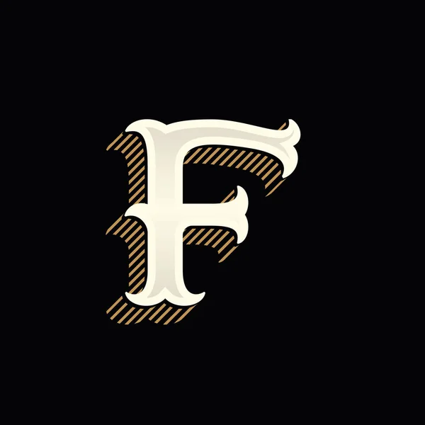 F písmeno logo v západním stylu vintage s řádky stín. — Stockový vektor