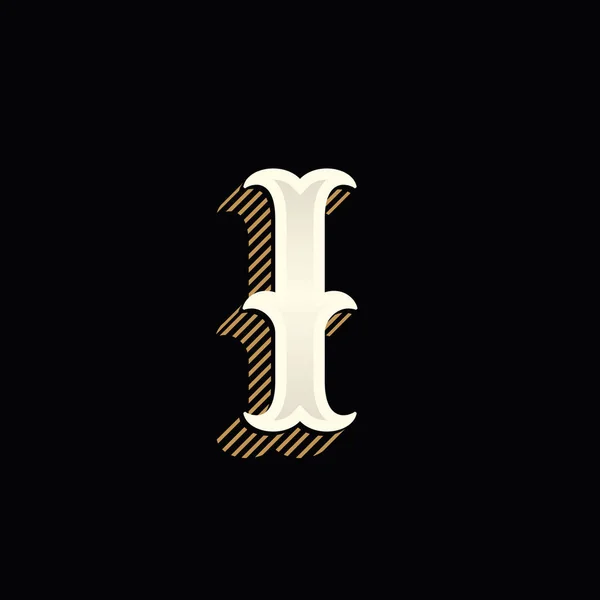 I lettre logo dans le style occidental vintage avec des lignes ombre . — Image vectorielle