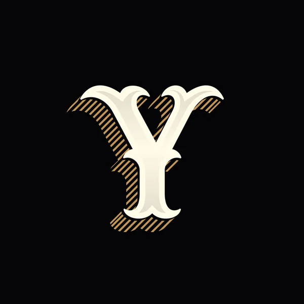 Logotipo de letra Y en estilo occidental vintage con sombra de líneas . — Vector de stock