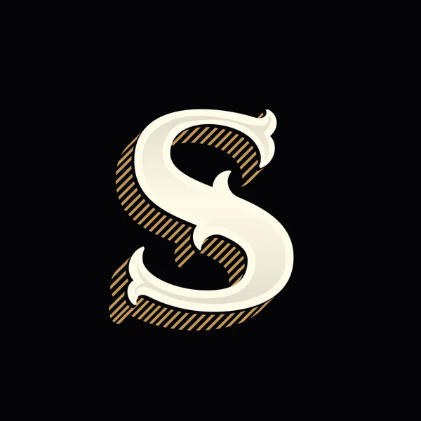 S písmeno logo v západním stylu vintage s řádky stín. — Stockový vektor