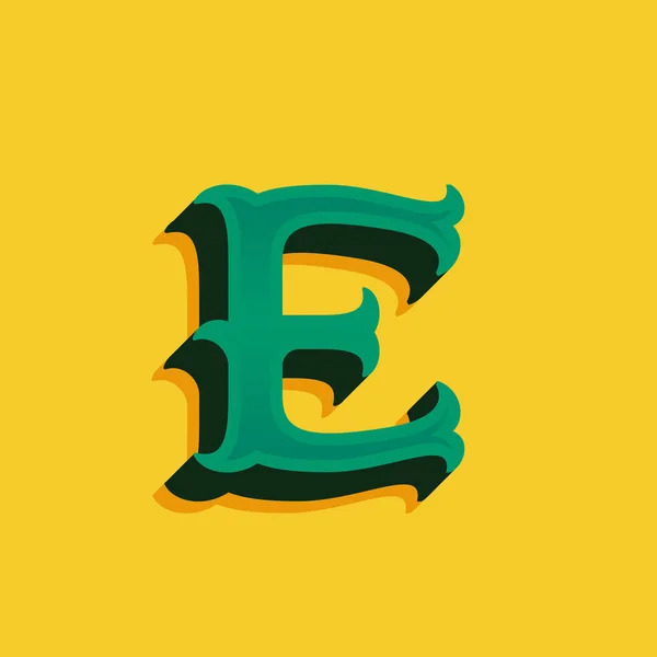 E brev logotyp i vintage pengar stil med skugga. — Stock vektor