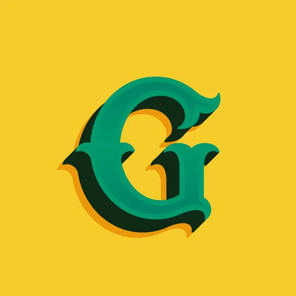 G brief logo in vintage geld stijl met schaduw. — Stockvector