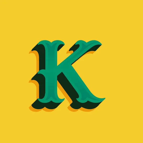 K Letter Logo im Vintage Money Stil mit Schatten. — Stockvektor