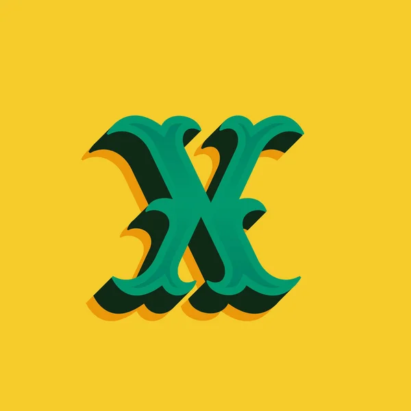 Logotipo de letra X en estilo de dinero vintage con sombra . — Archivo Imágenes Vectoriales