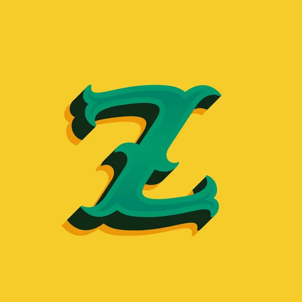 Logotipo de letra Z em estilo dinheiro vintage com sombra . — Vetor de Stock