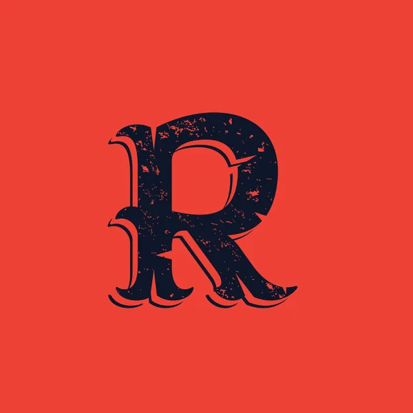 R Letter Logo im Vintage Western Grunge Stil. — Stockvektor