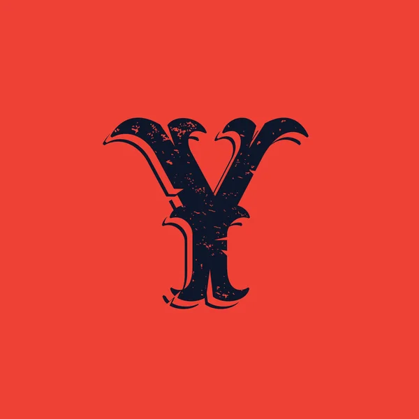 Y letter logo in Vintage western victorian grunge style. — Stock Vector