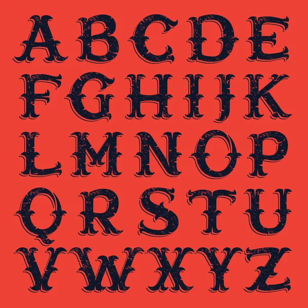 Винтажный западный викторианский шрифт ручной работы . — стоковый вектор