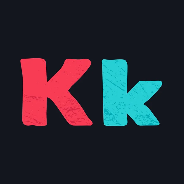 K lettre logo dessiné à la main avec pinceau gras . — Image vectorielle