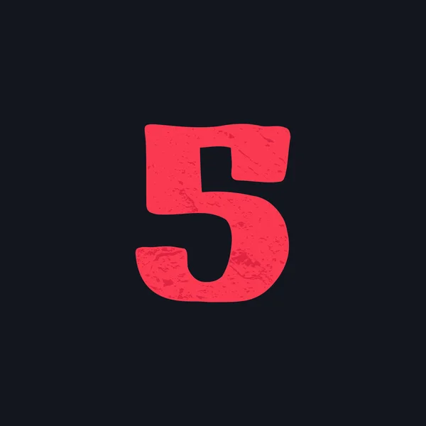 Logotipo número cinco dibujado a mano con pincel negrita . — Vector de stock