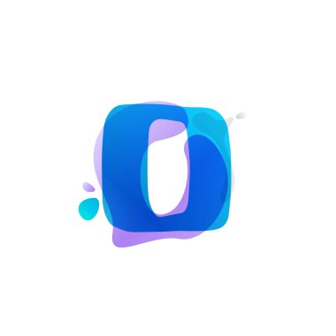 O letter logo with watercolor splashes. clipart