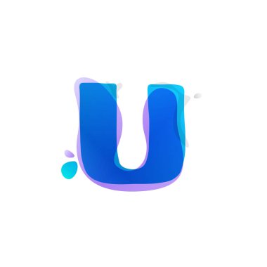 U harfi logolu suluboya sıçraması.