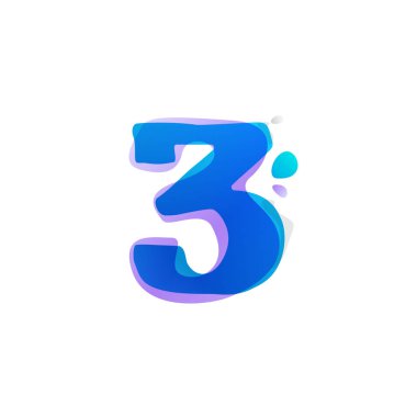 Üç numaralı logosu suluboya sıçraması ile. 