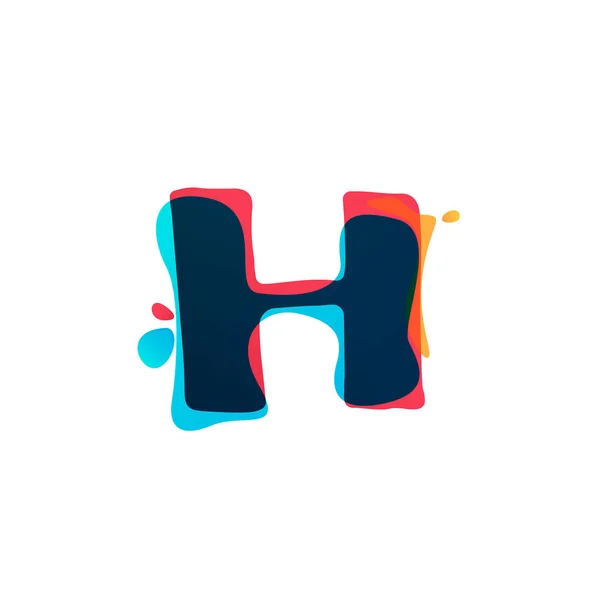 H dopis logo s barevné cákance akvarel. — Stockový vektor