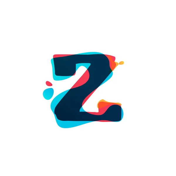 Z letter logo with colorful watercolor splashes. — Stock Vector