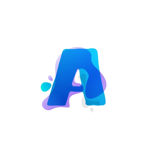 Letter A logo with watercolor splashes. — Stock Vector