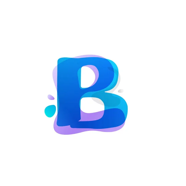 B lettera logo con spruzzi di acquerello . — Vettoriale Stock