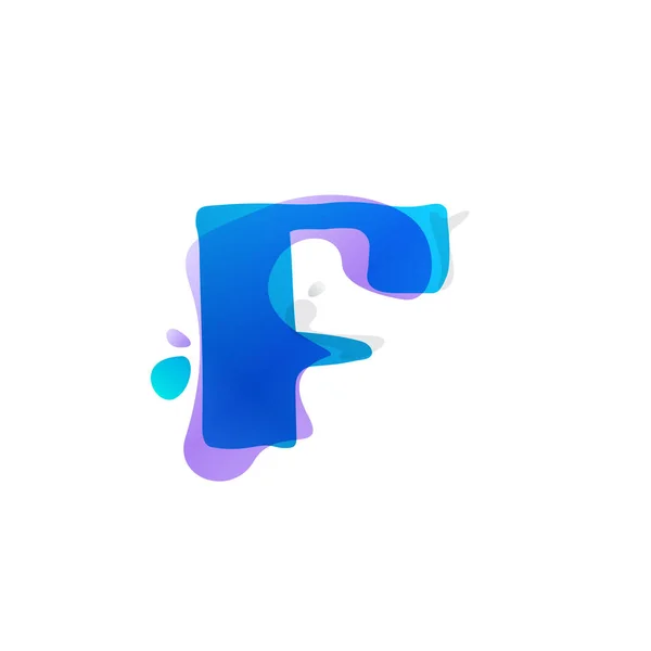 F brief logo met aquarel spatten. — Stockvector