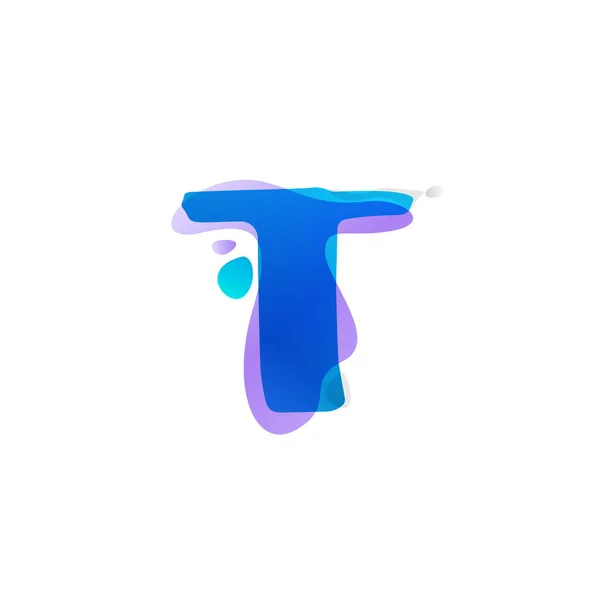 T betű logó akvarell fröccsenése. — Stock Vector