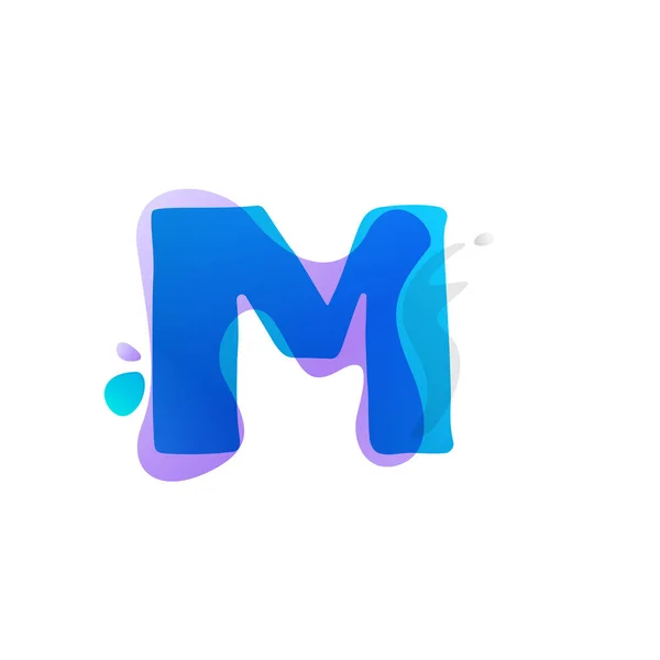 M letter logo with watercolor splashes. — Stock Vector