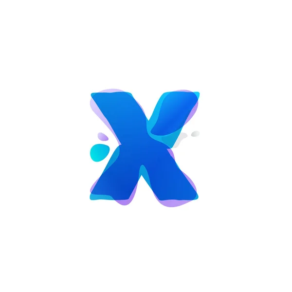 X brief logo met aquarel spatten. — Stockvector