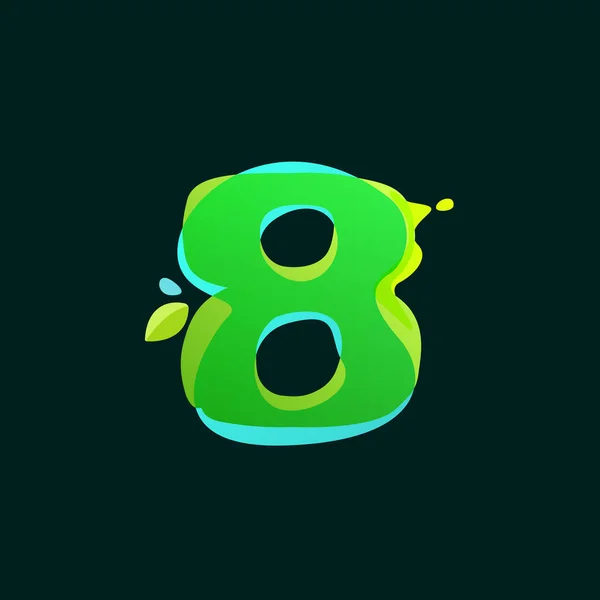 緑水彩水しぶき 8 ロゴ. — ストックベクタ