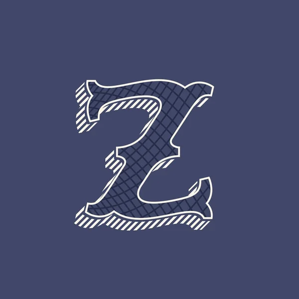 Z brev logotyp i retro pengar stil med linjemönster. — Stock vektor