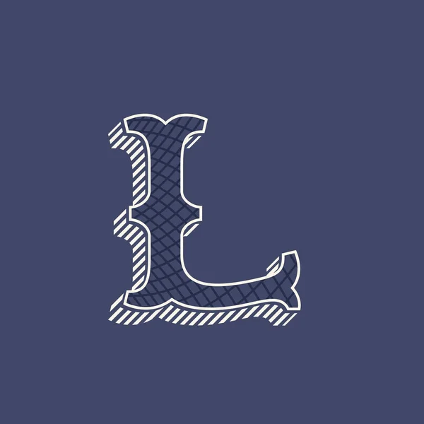 Логотип буквы L в стиле ретро деньги с рисунком линии . — стоковый вектор
