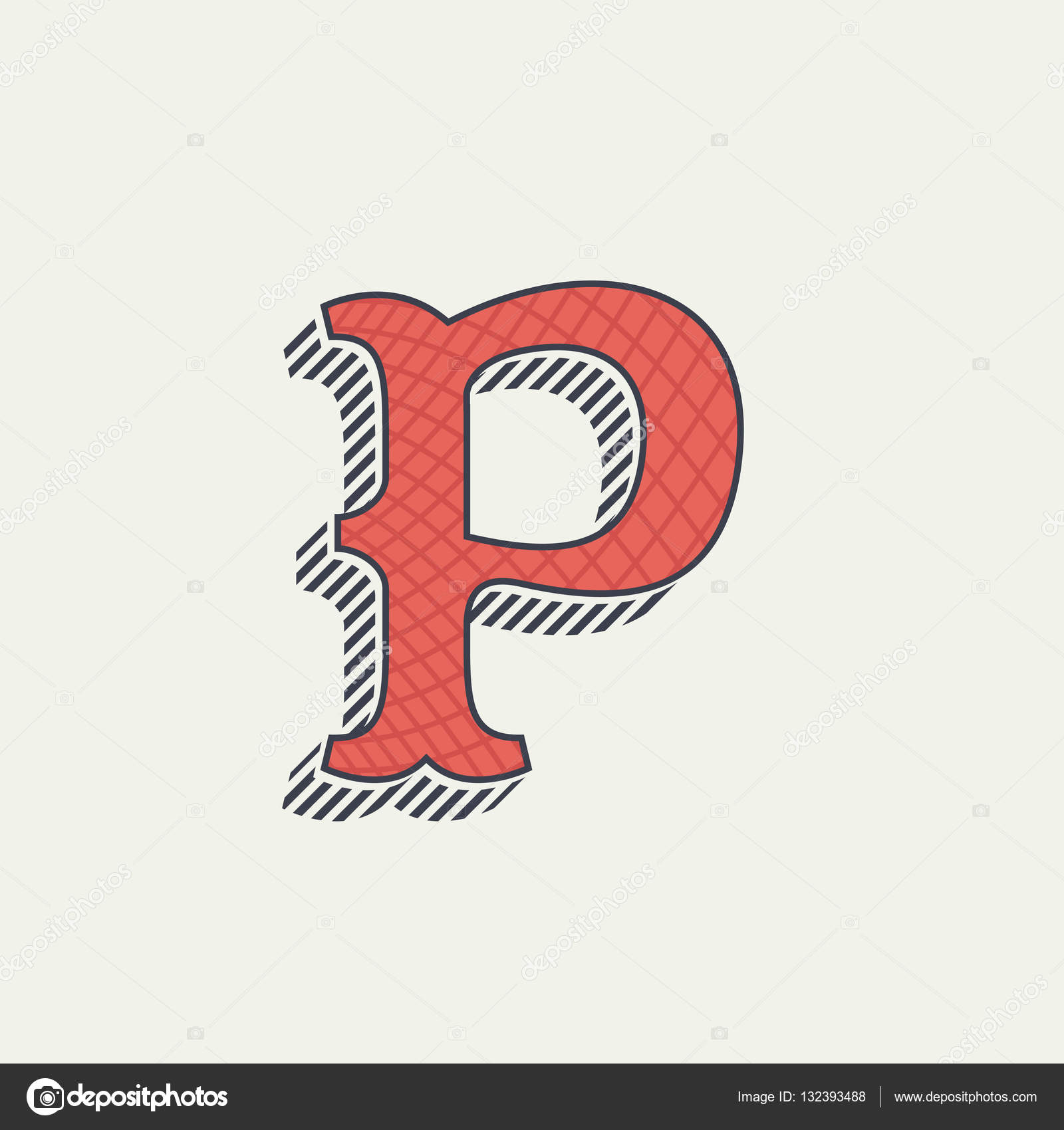 P letter logo. Retro western alphabet with line texture. Stock ...