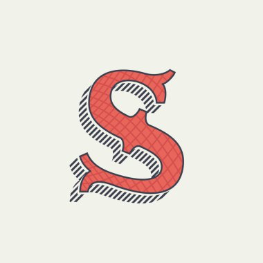 S harfi logosunu görmeniz gerekir. Retro Batı alfabesi ile doku hat. 