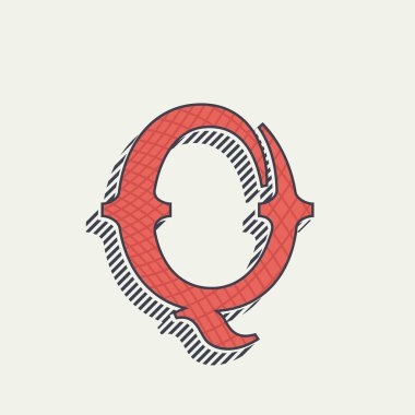 Q harfi logosunu görmeniz gerekir. Retro Batı alfabesi ile doku hat. 