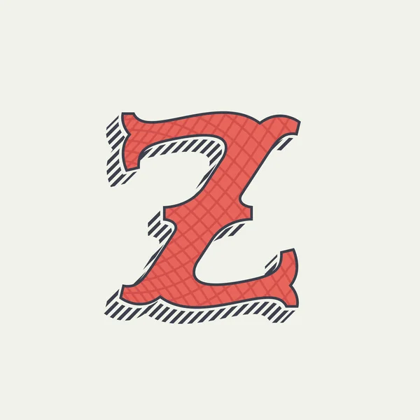 Το γράμμα Z λογότυπο. Ρετρό δυτικές αλφάβητο με γραμμή υφή. — Διανυσματικό Αρχείο