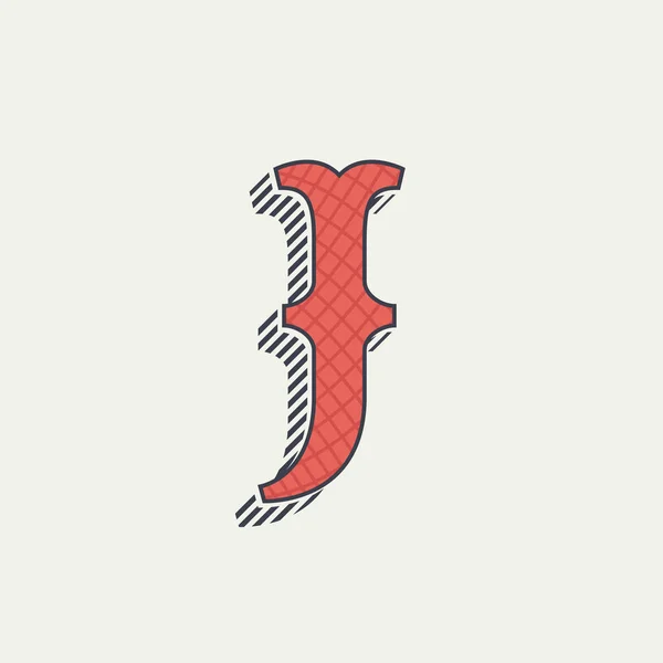 Logotipo J carta. Alfabeto ocidental retro com textura de linha . — Vetor de Stock