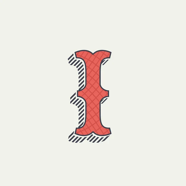Logo della lettera. Alfabeto retrò occidentale con trama linea . — Vettoriale Stock