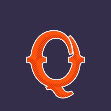 Q çapraz çizgi gölge logolu harfi. 