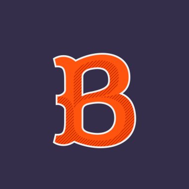 B harfi logosu ile çapraz çizgi gölge. 