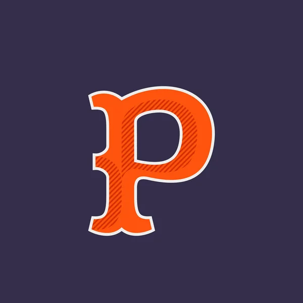 Logotipo de letra P con sombra de línea diagonal . — Vector de stock